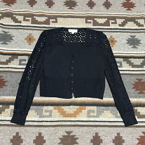 ST JOHN COLLECTION Women’s Size P Black Santana Knit Button Front Jacket EUC E1
