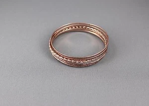 antiqued copper tone set pack of 7 metal thin skinny bangle bracelet stacking - Picture 1 of 4