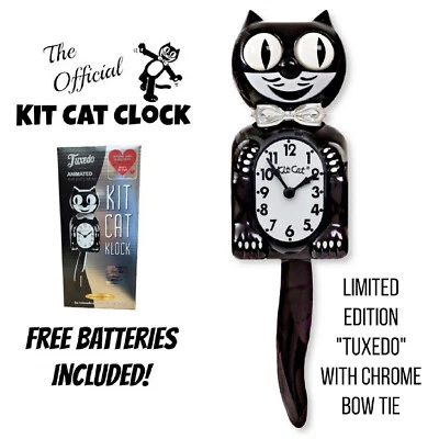 TUXEDO KIT CAT CLOCK 15.5" Limited Edition Free Battery USA MADE Kit-Cat Klock - Image 1 of 4