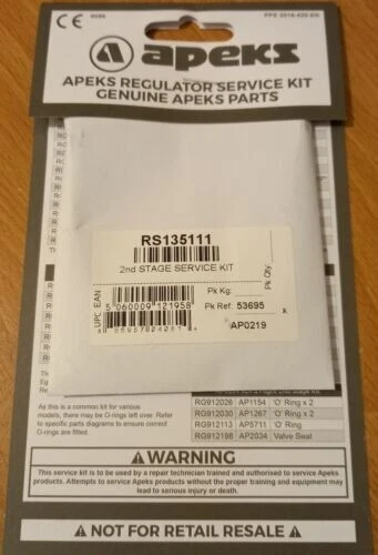 Factory Authorized  OEM parts Apeks AP0219/AA Second Stage Regulator Service Kit - Image 1 of 1