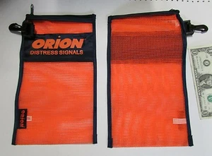 2 Orion Distress Signal Bags, Blaze Orange Mesh, Zippered, Snap Hook Emergency - Foto 1 di 12