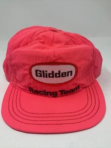 Vintage Glidden Racing Team Hat Snapback Cap Adjustable Strap Neon Pink Nylon - Picture 1 of 6