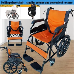16" 20'' Foldable Wheelchair Park Brakes Lightweight Soft for Elderly 2 TYPES AU - Picture 1 of 19