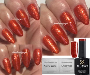 BLUESKY GEL NAIL POLISH ORANGE GLITTER COPPER CHRISTMAS VIP11 LED UV SOAK OFF - Picture 1 of 3