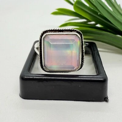 Anillo de plata esterlina 925 facetado ópalo aurora mano plata joyería cristal ópalo Foto 1 de 4