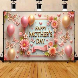 Polyester Happy Mother'S Day Banner, Floral & Butterfly Design, Versatile Decor. - Picture 1 of 3