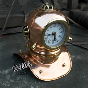 Vintage Style Clock Scuba Dive Helmet Marine CollectIble Ship or Boat Decor Gift - Picture 1 of 7