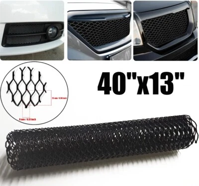 40x13" Universal Black Aluminum 8x25mm Car Grill Mesh Front Grille Insert Bumper - Image 1 of 4