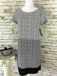 NWT New York & Company Sz S Short Sleeve Black/White Print Shift Dress MSRP $64 - Picture 1 of 12