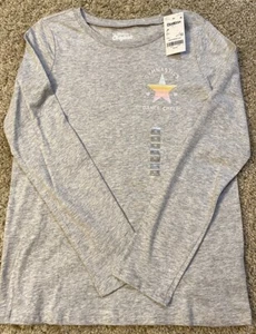 OSHKOSH B'GOSH Kids Girls Size 12 Gray Long Sleeve T Shirt NWT Gymnastics Dance - Picture 1 of 3