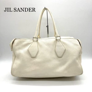 Auth Jil Sander Boston Bag Grained Leather Large Capacity Women Bag Used from JP - Picture 1 of 10