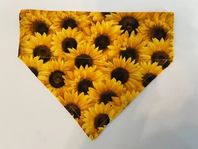 BANDANA PARA PERROS Girasoles Cuadros Amarillo REVERSIBLE Se Ajusta a Cuello 13-17" Foto 1 de 2