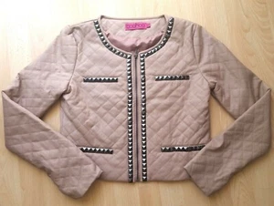 Boohoo Jacket Cardigan Ladies Nude UK 10 Elise Elongated Label Crop - Picture 1 of 10
