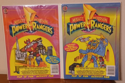 Set of 2 Mighty Morphin Power Rangers Flip 'n Fun Activity Pad mazes ...