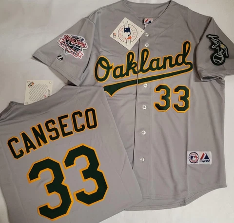 +Majestic 1989 Oakland A's JOSE CANSECO World Series Baseball JERSEY GRAY NWT Cover