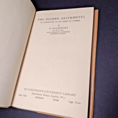 The Higher Arithmetic by H. Davenport -Hardcover -1952 -1st Publishing vg - Image 1 of 4