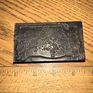 Print Block “ Beautiful Flowers in Basket ” Copper Face, Nice Details! - Picture 1 of 16