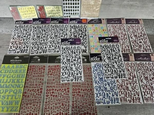Lot 18 Pks Stickers Glitter Letters Number + 2 Embossing Stencils NEW #2 - Picture 1 of 7