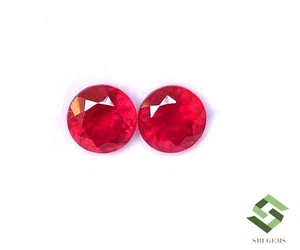 Par de piedras preciosas sueltas 6 mm rubí natural corte redondo 2,63 CTS Mozambique GF - Imagen 1 de 7
