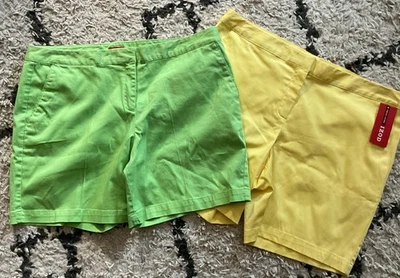 Pantalones Cortos Izod Para Mujer 14 Amarillos Elastizados Bermudas Bolsillos Verde Lima Talla 14 nuevo Foto 1 de 4