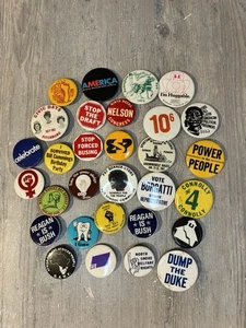 Buttons Pins Collection Vintage Advertisement, Political, People + More - Picture 1 of 2