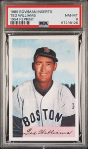 1989 Bowman Inserts Ted Williams 1954 Reprint PSA 8 NM-MT HOF Boston Red Sox - Picture 1 of 2