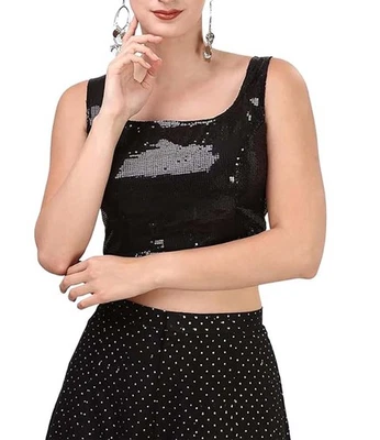 Blusa para mujer Georgette lentejuelas bordado sari blusa falda túnica top lehenga Foto 1 de 3