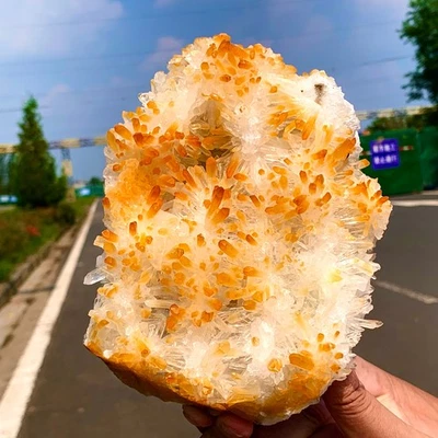 Cristallo di mango naturale dell'Himalaya 3,69 libbre a grappolo di cristallo di quarzo esemplare a grappolo - Immagine 1 di 4