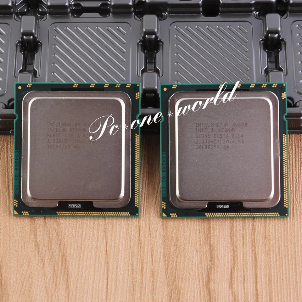 A pair Intel Xeon X5680 3.33GHz Processor LGA 1366 CPU 3200 MHz 12MB Six core - Image 1 of 1
