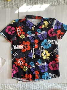 Baltimore Orioles Shirt Mens XL Black Floral Hawaiian Button Up City Connect - Picture 1 of 7
