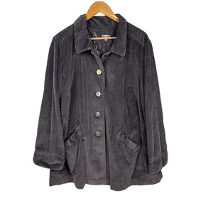 J Jill Womens Corduroy/ Velvet Chore Coat XL Collar Grey Barn Garden Cabincore - Picture 1 of 8