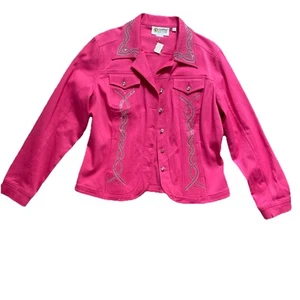 Christine Alexander Jeansjacke Swarovski Kristallverzierung Rosa Large - Bild 1 von 11