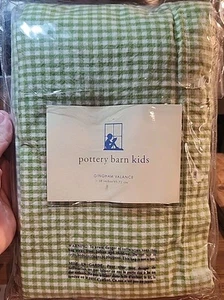 SET 2 Fienile Ceramica Bambini Verde Gingham Valance 48" X 18" Vintage - Foto 1 di 2