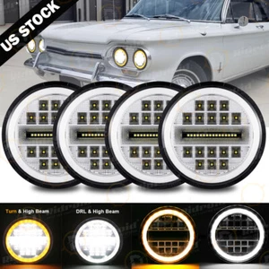 4x 5.75 inch Chrome LED Headlights Hi Lo Beam Bel Air 1963-1975 EI Camino Impala - Picture 1 of 12