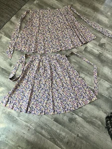 Vintage Aprons Mom & Me Matching Set pink purple yellow floral cotton handmade - Picture 1 of 6