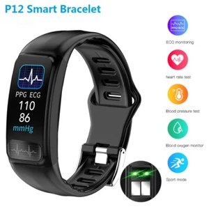 2022 P12 ECG PPG Smart Bracelet Heart Rate Blood Pressure Monitor Waterproof Hot - Picture 1 of 16