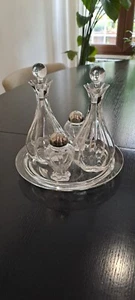 COLLE SET Olio Aceto Sale Pepe CRISTALLO PIATTINO tondo SAGOMATO FIORE - Foto 1 di 2