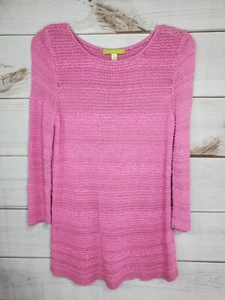 Rosa Strick Top Pullover Langarm Boho Sigrid Olsen Small Baumwolle Seide Leinen  - Bild 1 von 18