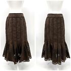 Vintage Deadstock Womens 6 Alberto Makali Brown Microsuede Boho Peasant Skirt