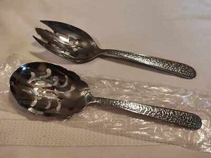 NOS Reed & Barton Isaac Mizrahi Live 'Tunis' Pattern Stainless 10" Fork & Spoon - Picture 1 of 3