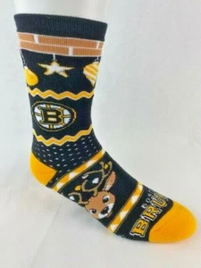 Boston Bruins Black Ugly Christmas Sweater Baby Reindeer Crew Socks - Picture 1 of 1