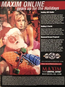 2001 Maxim Online Christmas PRINT AD Sexy Lingerie Woman Santa Claus VTG 2000s - Picture 1 of 5