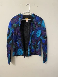 RUBY RD Shirt Jacket Puff Fabric Lined Zip Front Business Career Travel L - Picture 1 of 12