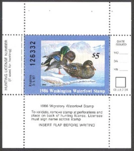WA1 1986 Washington Mini Sheet Duck Stamp MNH - Picture 1 of 1