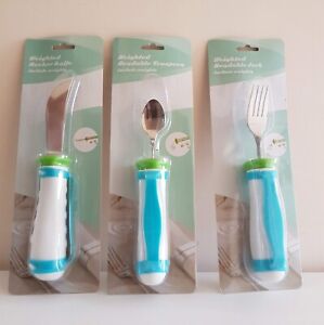 Cutlery Utensil Set for Elderly Adult Disabled Weighted Bendable Eating Aid UK