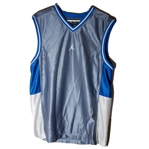 AIR JORDAN Jumpman 23 Polyester Jersey Shirt Mens L BLUE WHITE GRAY Retro - Picture 1 of 9