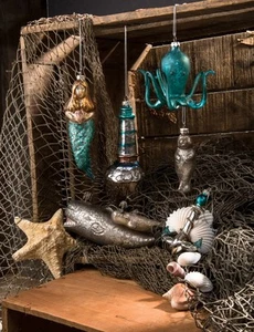 Vidrio Pulpo Ballena Delfín Sirena Ancla Adorno de Navidad Primitivos Kathy - Imagen 1 de 30