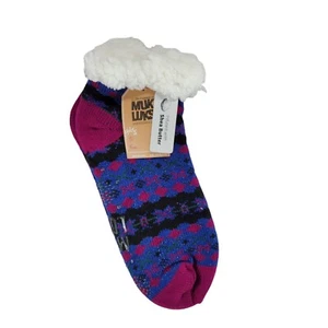 NWT MUK LUKS Slipper Socks L/XL (8.5 x 11) Infused with Shea Butter Blue - Picture 1 of 5
