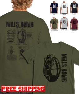 MILLS BOMB T-SHIRT British Army military hand grenade World War 1 William Mills - Picture 1 of 15
