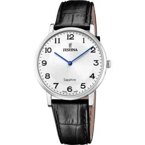 Festina Swiss Made F200125 Mens Black Leather Strap Sapphire Analog Dial Watch - Picture 1 of 2